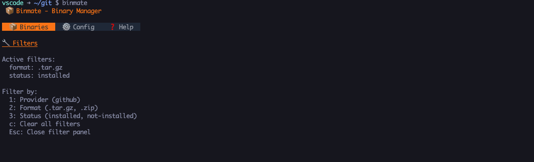 Binary List View Filter Panel