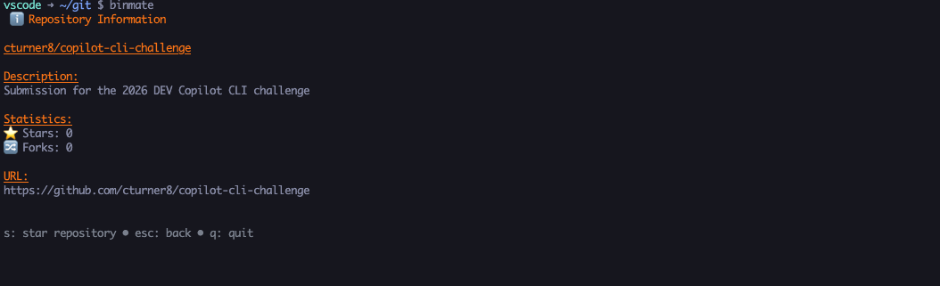 Binary Repository Info View