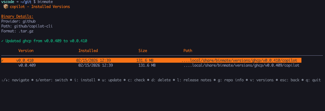 Binary Version Update Installed